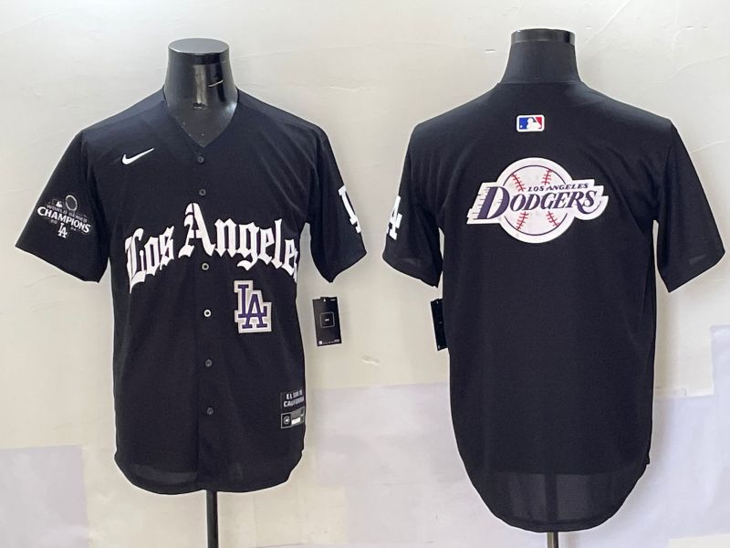 Men Los Angeles Dodgers Blank Black Five generations Joint Name 2025 Nike MLB Jersey style 90